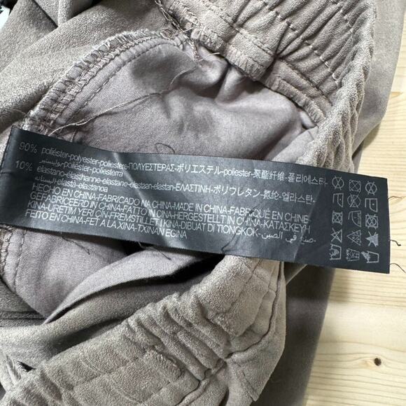 Zara Pants Womens M Taupe Gray Microfiber Stretch Mid Rise Pullon Jogger Pockets - Picture 14 of 14
